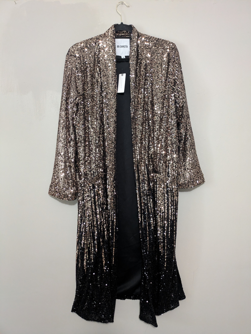 BB Dakota Metallic Sequin Long Robe - Champagne to Black
